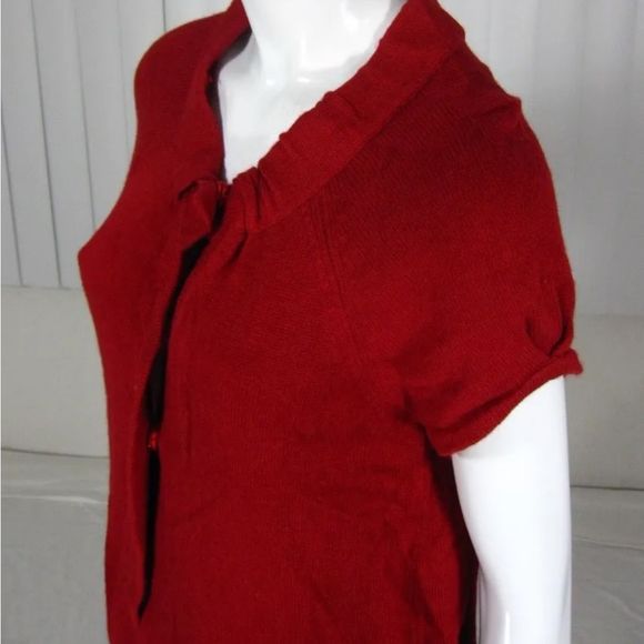 Ann Taylor Loft Red Short Sleeve Cardigan Sweater Size Small - Picture 6 of 11